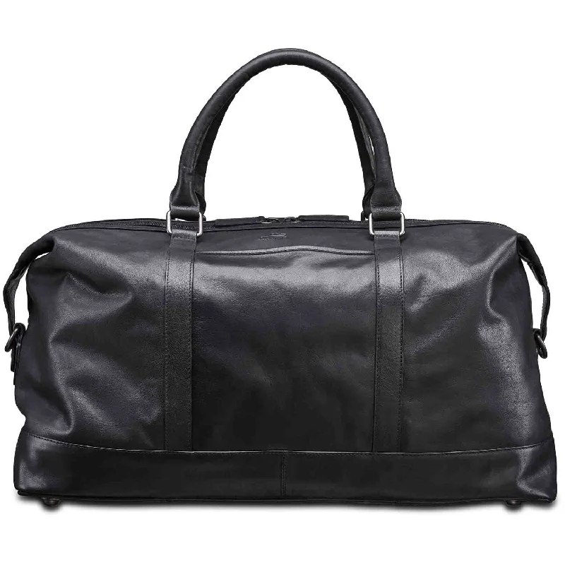 Duffle Bags for Airbnb-Mancini Leather Carry-on Duffle Bag, 20" x 10" x 12", Black