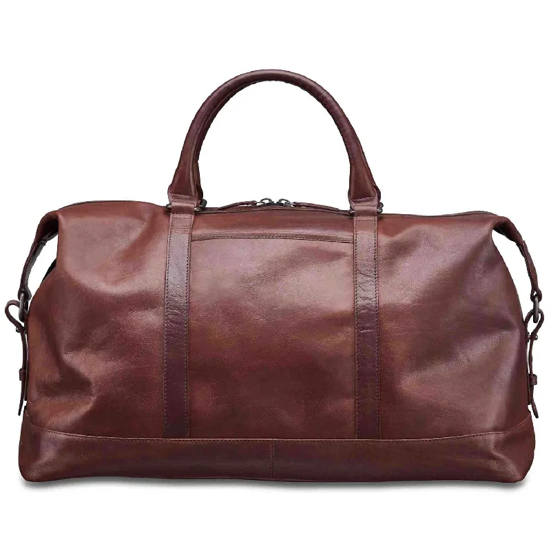 Duffle Bags for rentals-Mancini Leather Carry-on Duffle Bag, 20" x 10" x 12", Brown