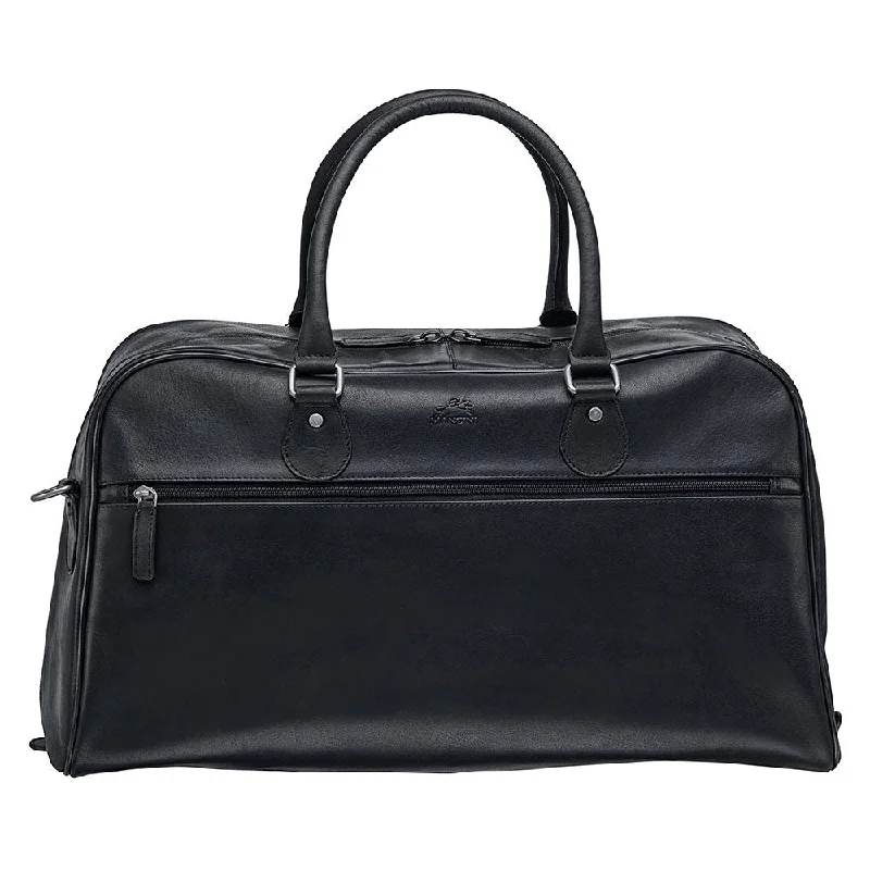 Duffle Bags for vacation homes-Mancini Leather Classic Duffle Bag, 21.5" x 11" x 14", Black