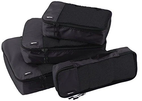 Suitcase for carry-on-Amazonbasics 4-Piece Packing Cube Set - Small, Medium, Large, And Slim, Black