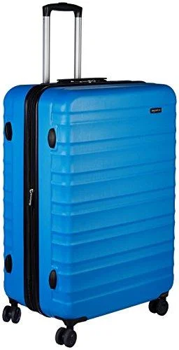 Suitcase with bold logos-Amazonbasics Hardside Spinner Luggage - 28-Inch, Light Blue