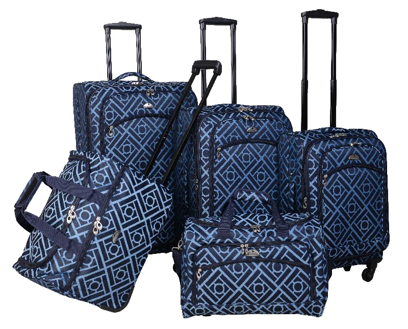 Suitcase with retro design-American Flyer Astor Collection 5-Piece Luggage Set