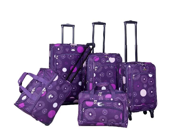 Suitcase with hidden zippers-American Flyer Fireworks 5-Piece Spinner Luggage Set