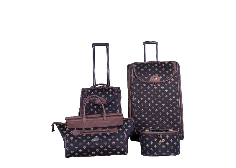 Suitcase with adjustable handles-American Flyer Fleur De Lis 4-Piece Luggage Set