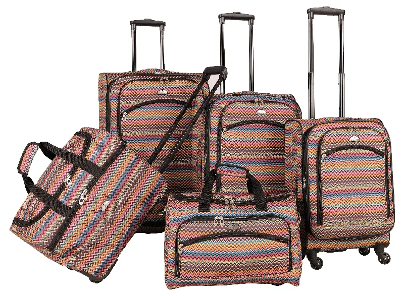 Suitcase with sturdy wheels-American Flyer Gold Coast 5-Piece Spinner Luggage Set