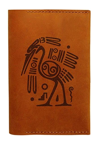 Suitcase for family vacations-Ancient Mayan Symbol Handmade Genuine Leather Passport Holder Case Hlt_01