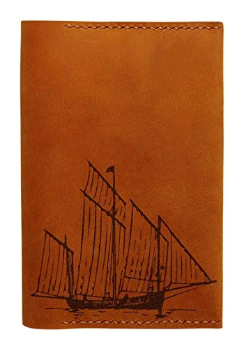 Suitcase with expandable pockets-Ancient Ship Handmade Genuine Leather Passport Holder Case Hlt_01