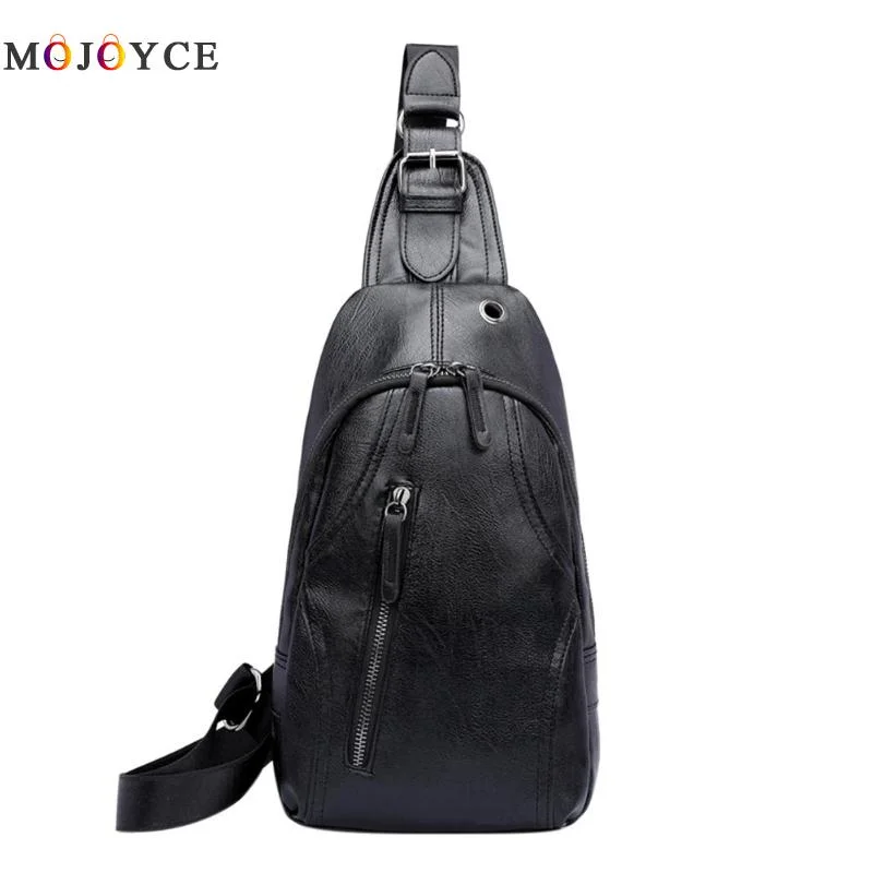 Crossbody for festival gear-Anti-Theft Men Sling Messenger Bags Pu Leather Chest Pack Casual Men'S Crossbody Chest Bag