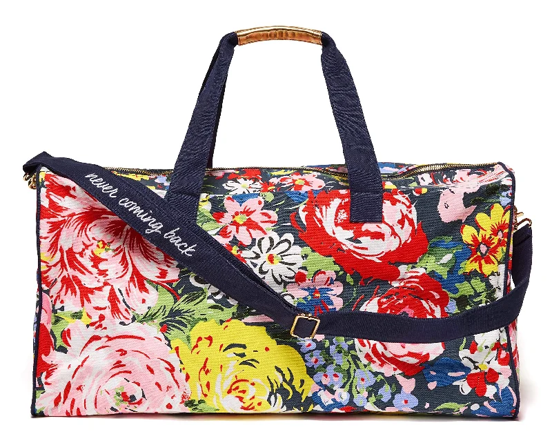 Duffle Bags for clearance-ban.do Women's Getaway Duffle Bag with Adjustable/Removable Strap and Metal Zip Close, Flower Shop