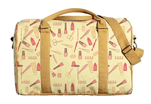 Suitcase for lightweight trips-Beauty Salon Pattern Printed Oversized Canvas Duffle Luggage Travel Bag Was_42