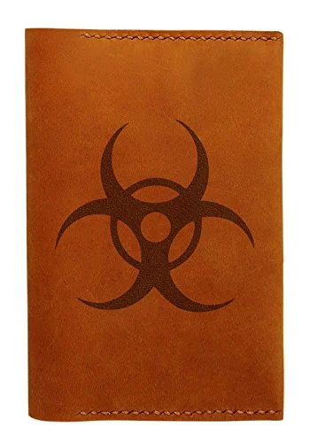 Suitcase with extra padding-Biohazard Sign Handmade Genuine Leather Passport Holder Case Hlt_01