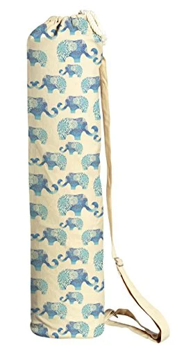 Suitcase with retro style-Blue Elephants Pattern Printed Canvas Yoga Mat Bags Carriers Was_41