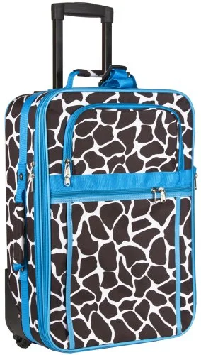 Suitcase for travel gear-Blue Giraffe Print 20 Inch Expandable Carry On Rolling Luggage