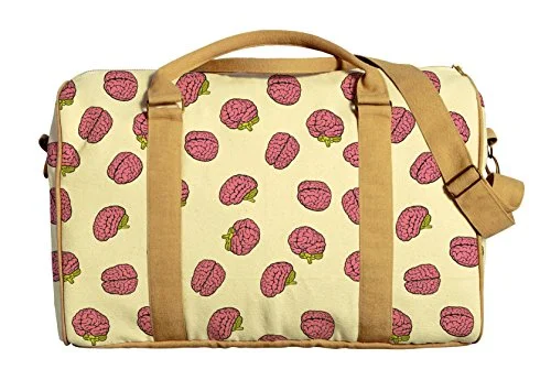 Suitcase for winter getaways-Brain Pattern Printed Canvas Duffle Luggage Travel Bag Was_42