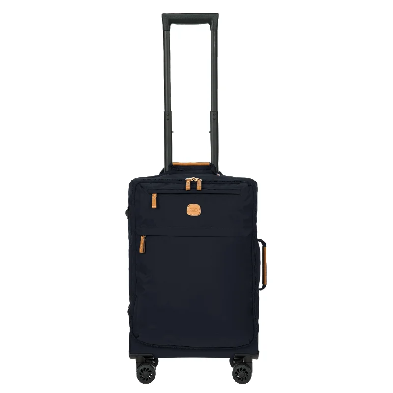 Suitcase with sturdy wheels-Bric's X-Bag 21" Carry-on Spinner Navy BXL48117.050