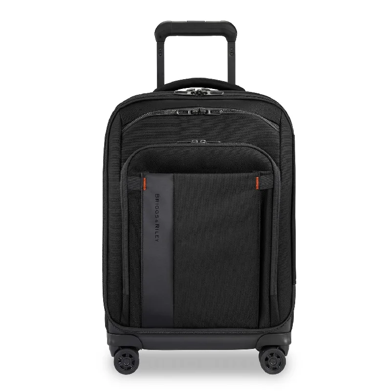 Suitcase with organizer compartments-Briggs & Riley ZDX Domestic Carry-on Expandable Spinner Black