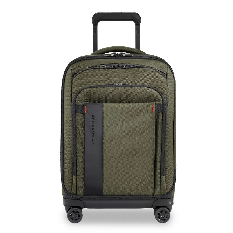 Suitcase with bright logos-Briggs & Riley ZDX Domestic Carry-on Expandable Spinner Hunter