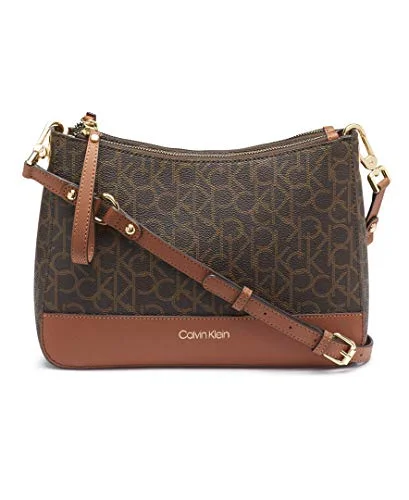 Crossbody for workout-Calvin Klein Sonoma Signature Monogram Messenger Crossbody, brown/khaki/luggage saffiano