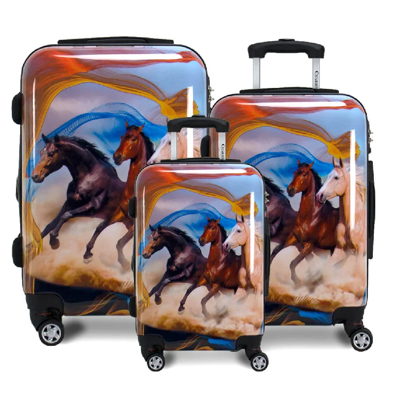 Suitcase with large openings-Chariot Mustang 3-Piece Hardside Expandable Spinner Luggage Set