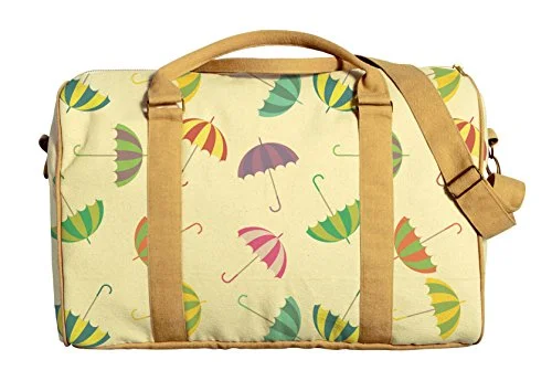 Suitcase for weekend travel-Colorful Umbrellas Printed Canvas Duffle Luggage Travel Bag Was_42