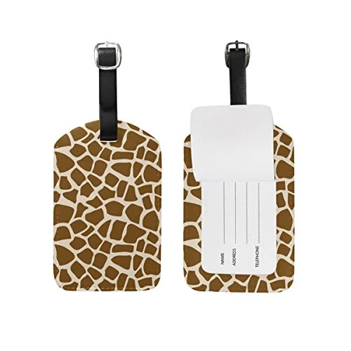 Suitcase with foldable shell-Cooper Girl Giraffe Skin Luggage Tag Travel Id Label Leather For Baggage Suitcase 1 Piece