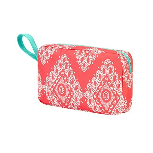 Suitcase for family trips-Coral Cove 6.5 X 10 Inch Womens Full Top Zipper Cosmetic Bag With Handle