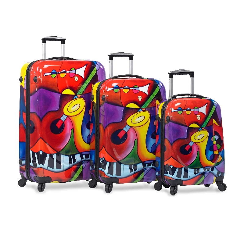 Suitcase for long-term trips-Dejuno 3-Piece Lightweight Hardside Spinner Upright Luggage Set - Jazz