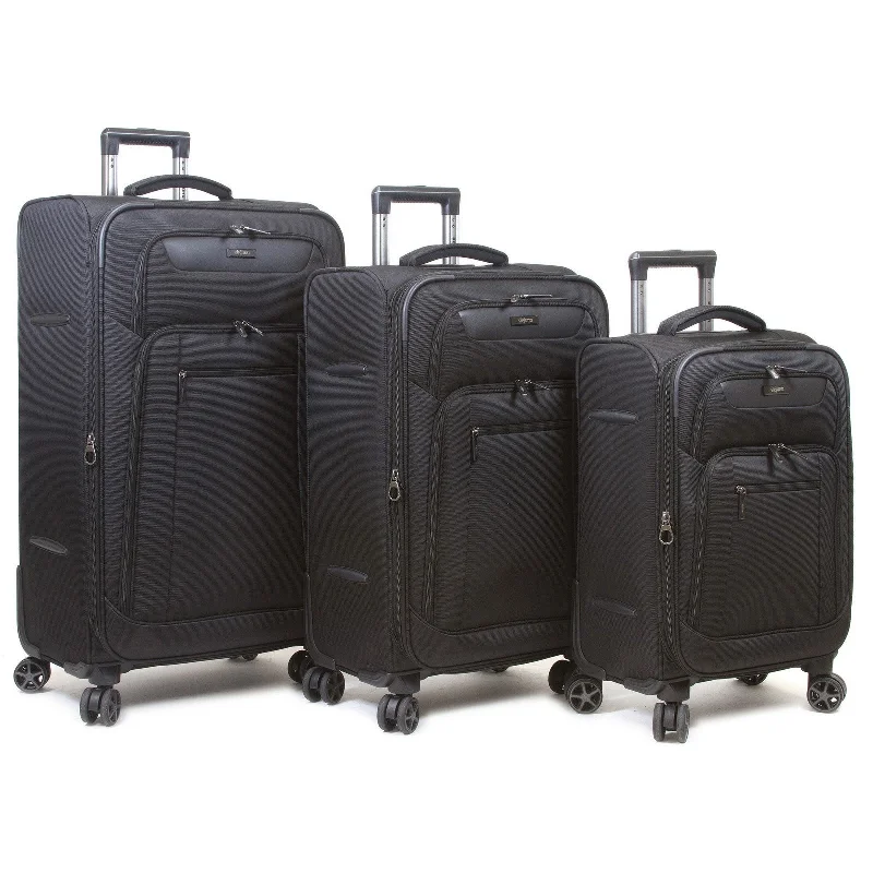 Suitcase with stylish handles-Dejuno Executive 3-Piece Spinner Luggage Set With USB Port