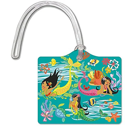 Suitcase with multiple handles-Die Cut Id Luggage Tag Island Hula Mermaids