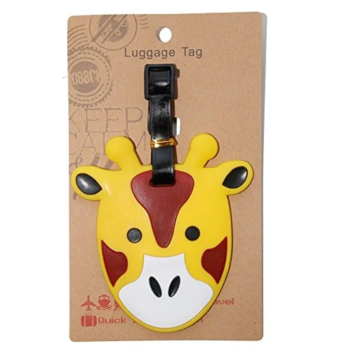 Suitcase with bright designs-Diyjewelrydepot Yellow Giraffe Luggage Name Id Large Backpack Travel Bag Tag