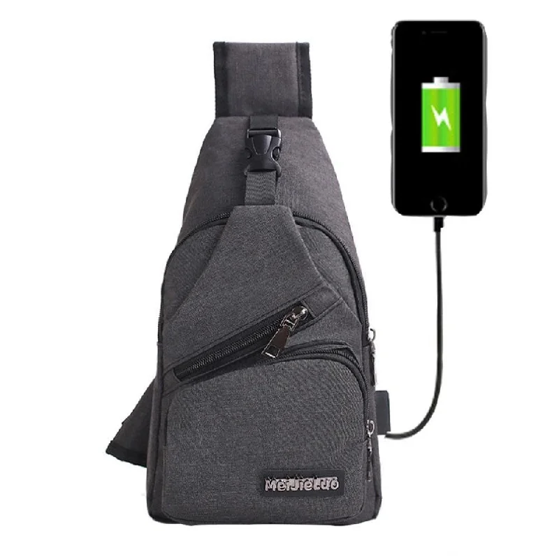 Crossbody with rich colors-Eulan Sling Bag With Usb Charging Port, Crossbody Canvas Chest Bag For Men Women - Anti-Theft