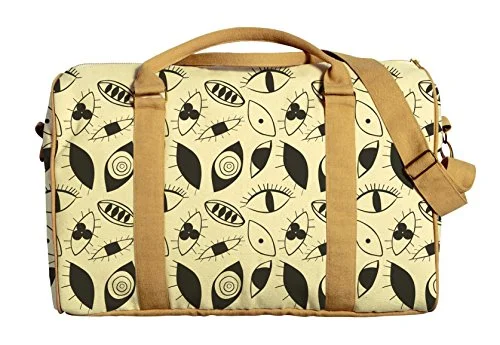 Suitcase for rugged adventures-Eyes Abstract Pattern Printed Canvas Duffle Luggage Travel Bag Was_42