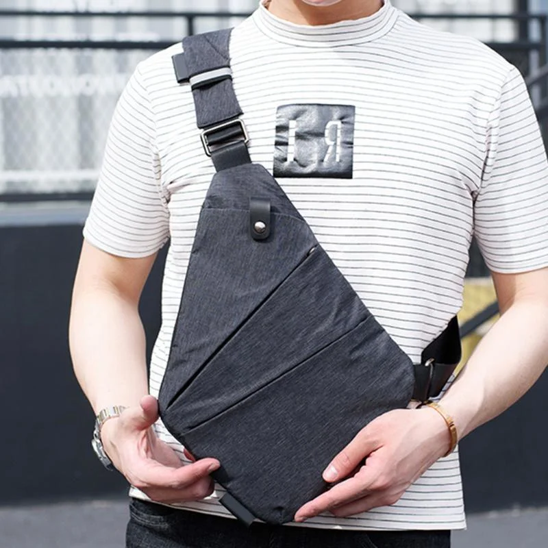 Crossbody for fishing-Fashion Canvas Chest Bag Men Simple Single Shoulder Bags For Men Crossbody Bags Anti Theft Male