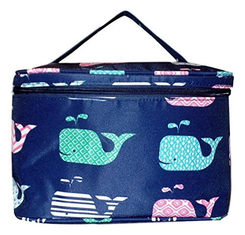 Suitcase with trendy logos-Fashion Print Soft Case Cosmetic Bag Can Be Personalized Or Monogrammed (Navy Whale)