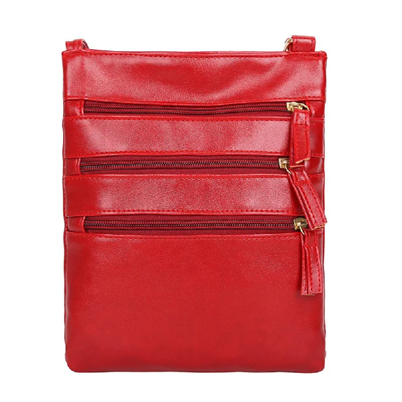 Crossbody for overnight-Fashion Women Pure Color Leather Crossbody Bags Messenger Shoulder Bag