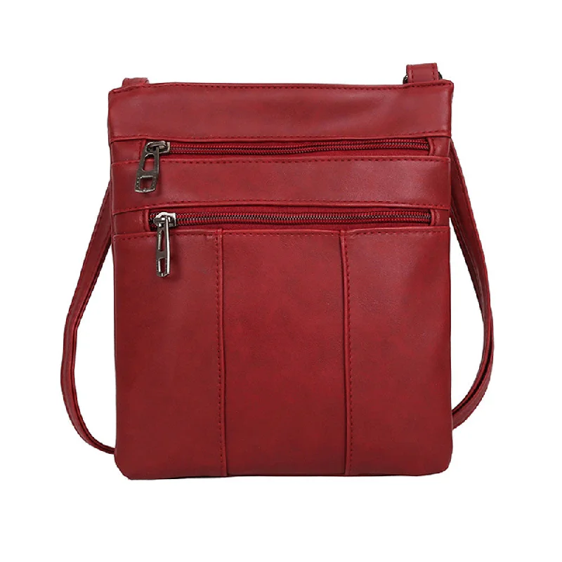 Crossbody for food items-Fashion Women Pure Color Leather Crossbody Bags Messenger Shoulder Bag