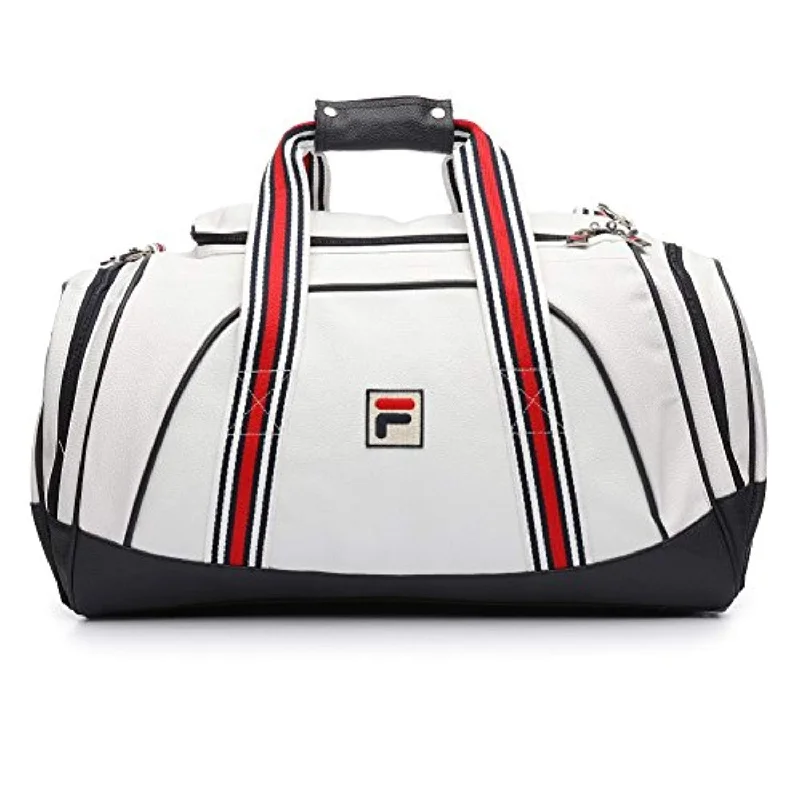 Duffle Bags for free shipping-Fila Men's Striker Duffle Bag White/Navy/Chinese Red 1SZ & Towel Bundle