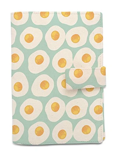 Suitcase with summer getaways-Fried Eggs Pattern Beige Print Canvas Vintage Passport Holder Cover Case Was_11