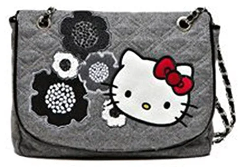 Suitcase for city explorers-Genuine Sanrio Hello Kitty Bag Premium Handbag By Victoria Casal Couture (Medium, Marl Grey Wool