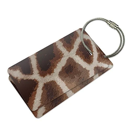 Suitcase with large openings-Giraffe Print Impressions Suitcase Bag Id Luggage Tag Set