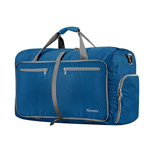 Duffle Bags for men-Gonex 40L Packable Travel Duffle Bag for Boarding Airline, Lightweight Gym Duffle Water Repellent & Tear Resistant Deep Blue