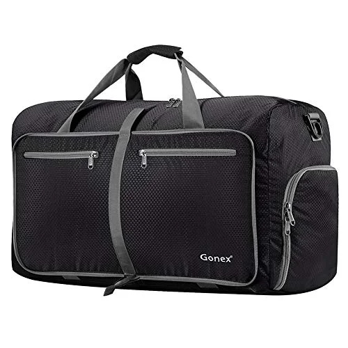 Duffle Bags for innovative-Gonex 80L Packable Travel Duffle Bag, Large Lightweight Luggage Duffel (Black)