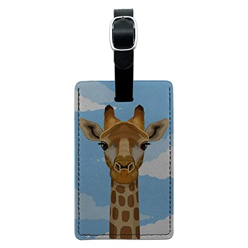 Suitcase for overnight stays-Graphics & More Giraffe In Sky-Safari Animal Leather Luggage Id Tag Suitcase Carry-On, Black