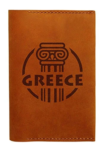 Suitcase for short trips-Greece Travel Stamps Handmade Genuine Leather Passport Holder Case Hlt_01