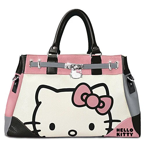 Suitcase with bold patterns-Hello Kitty Face Of Fashion Handbag With Charm By The Bradford Exchange