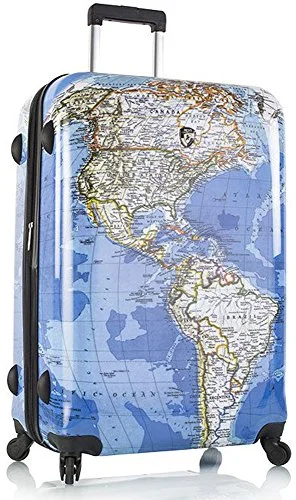 Suitcase with water-resistant fabric-Heys America Explore 30" Spinner - Maps