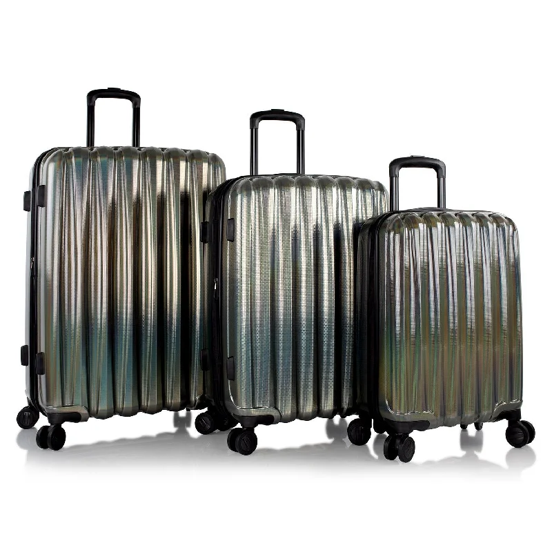 Suitcase with trendy logos-Heys Astro Luggage Spinner 3 Piece Set Charcoal