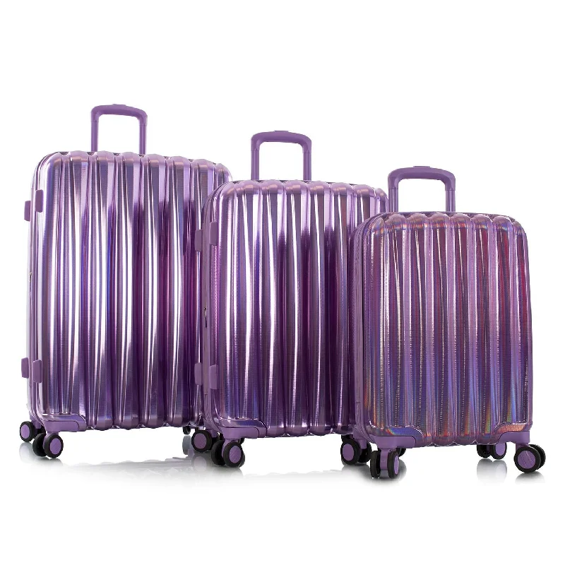 Suitcase with protective lining-Heys Astro Luggage Spinner 3 Piece Set Purple