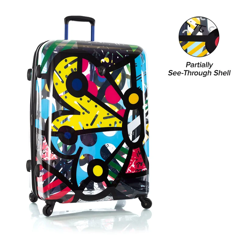 Suitcase for rugged trips-Heys Britto ButterflyTransparent 30" Hardside Spinner Suitcase