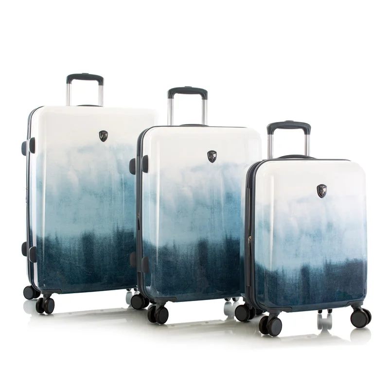 Suitcase with anti-theft features-Heys Tie-Dye Blue 3 Piece Hardside Spinner Luggage Set